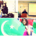Maria From Pakistan Giving A Presentation And Holding The Pakistani Flag