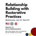 Relationship Building With Restorative Practices Webinar Flyer