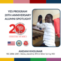 Yes 20Th Anniversary Graphic With Photo Of Alum Andani Kholinar