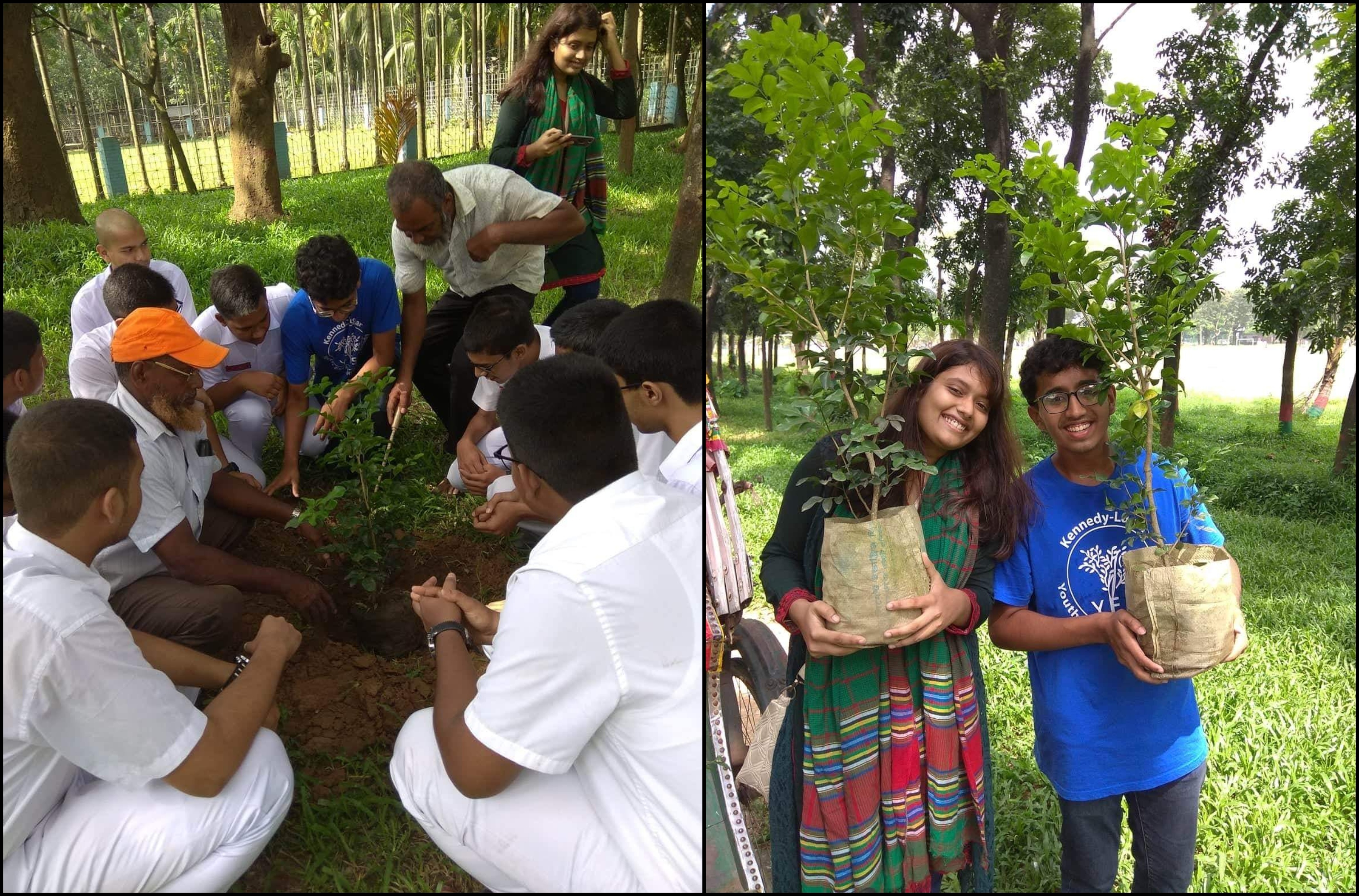 YES alumni planting trees with locals
