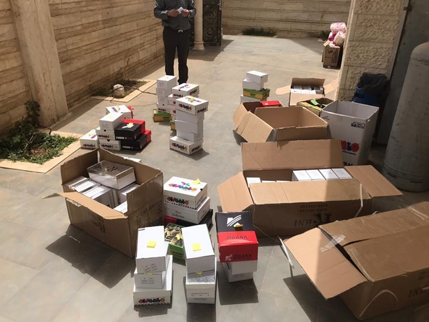 Several boxes on the ground 