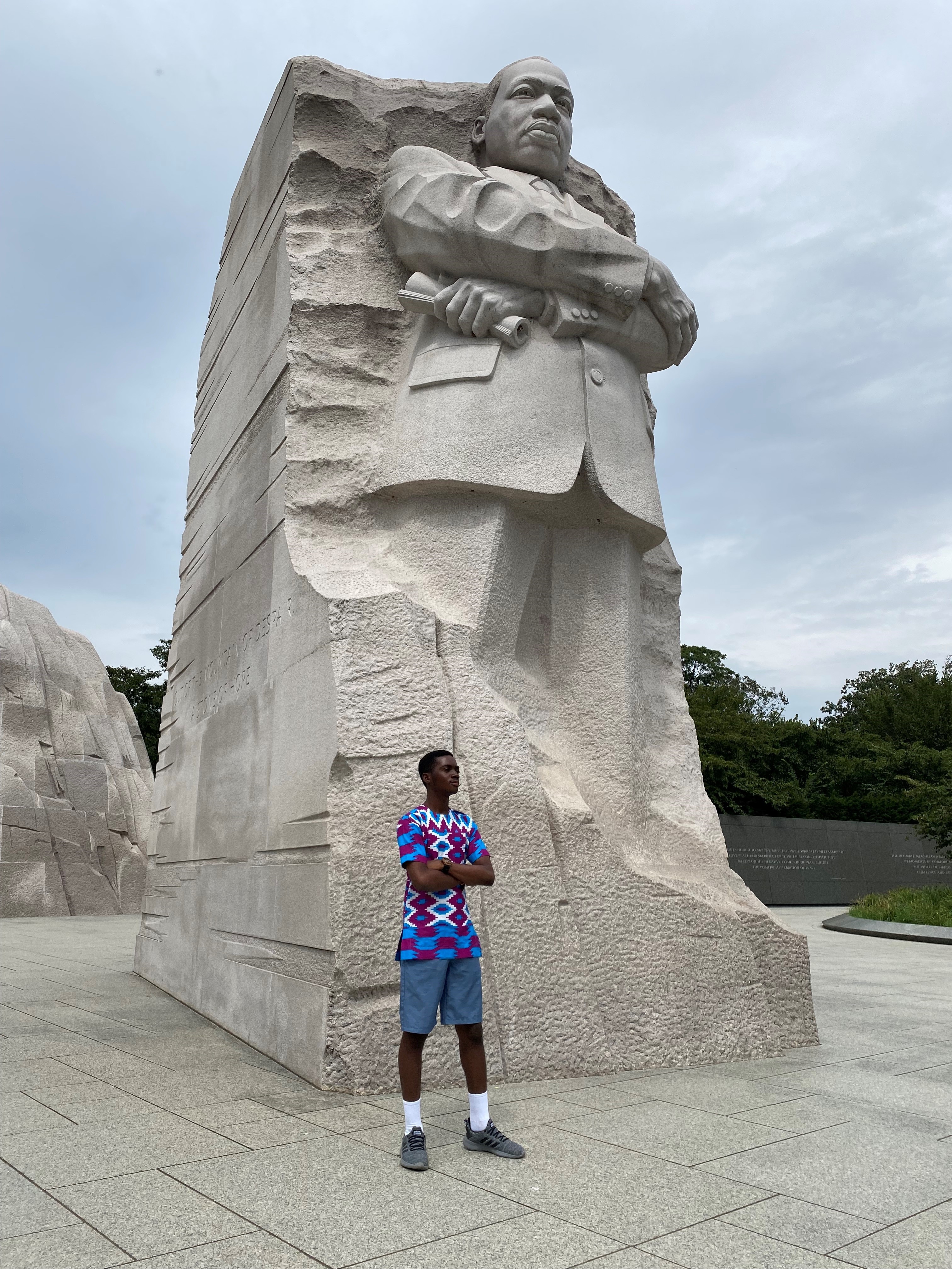 Omari standing in front of the Martin Luther King memorial