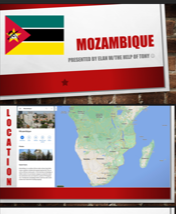 Zoom screenshot of Ilan presenting about Mozambique to his host family