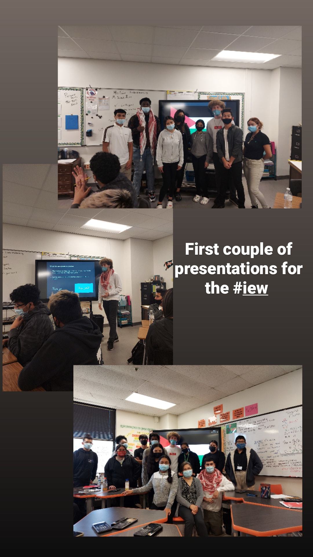 collage of photos showing the various presentations that Omar gave for International Education Week