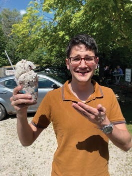 YES student Human from South Africa looks surprised at how large an ice cream cone is