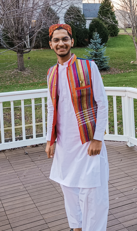Hashir wearing traditional Pakistani attire.