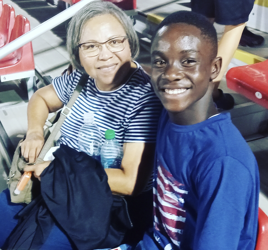Ryan with his host mom at the San Antonio FC game.