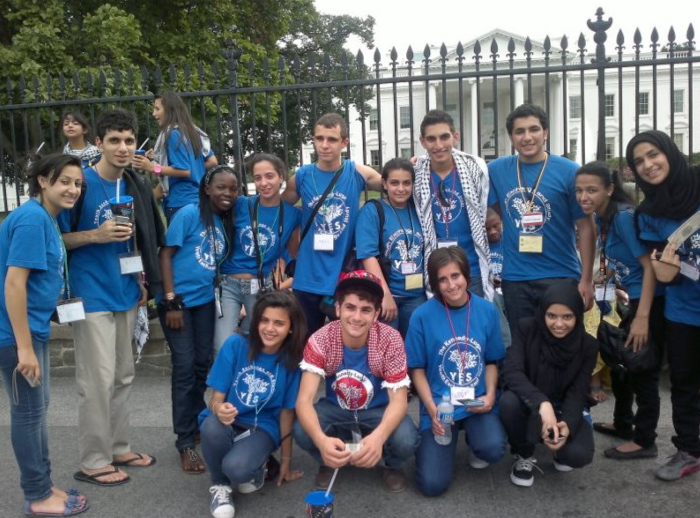 Students Wearing Yes Shirts Posing In From The The White House