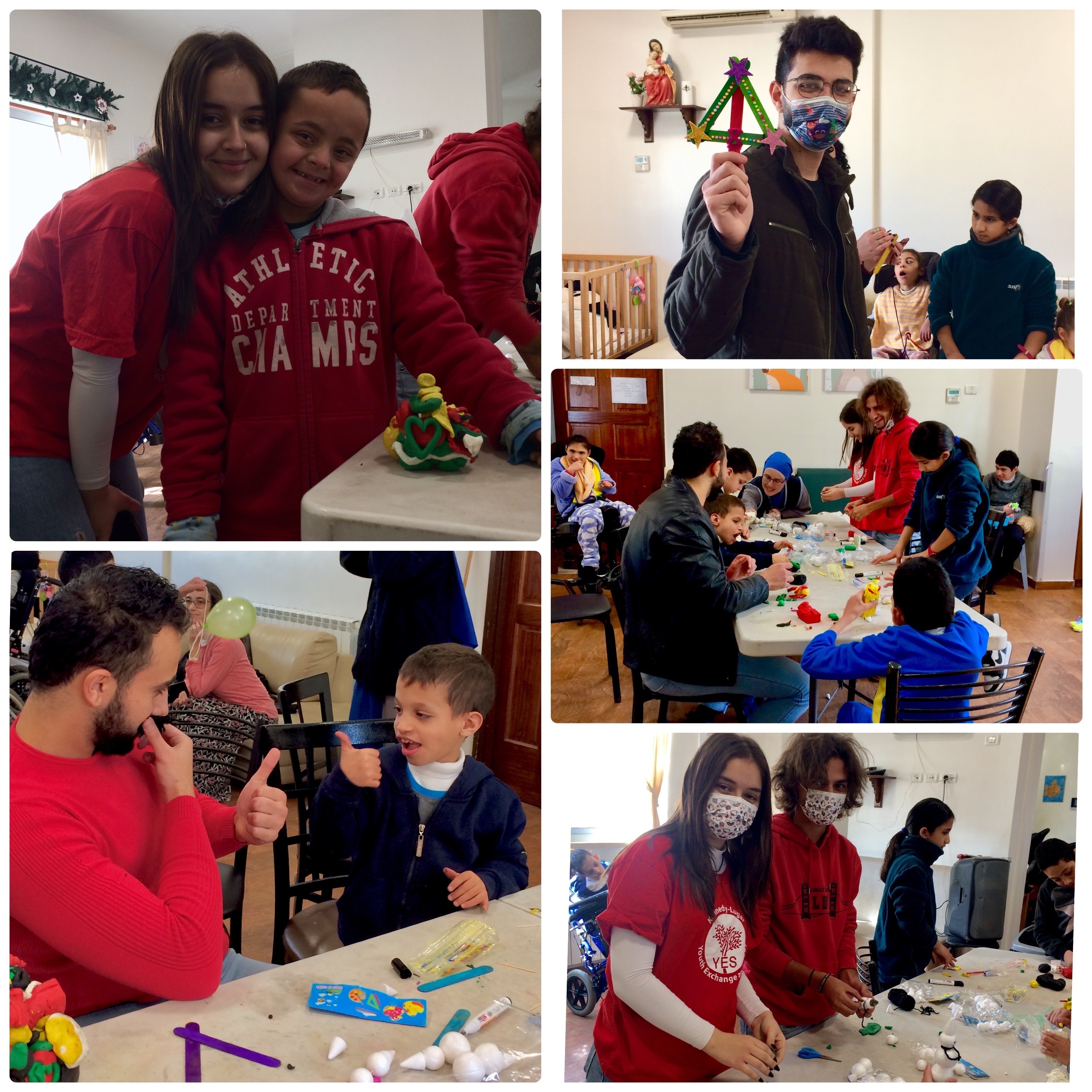 West Bank Alumni creating crafts in groups