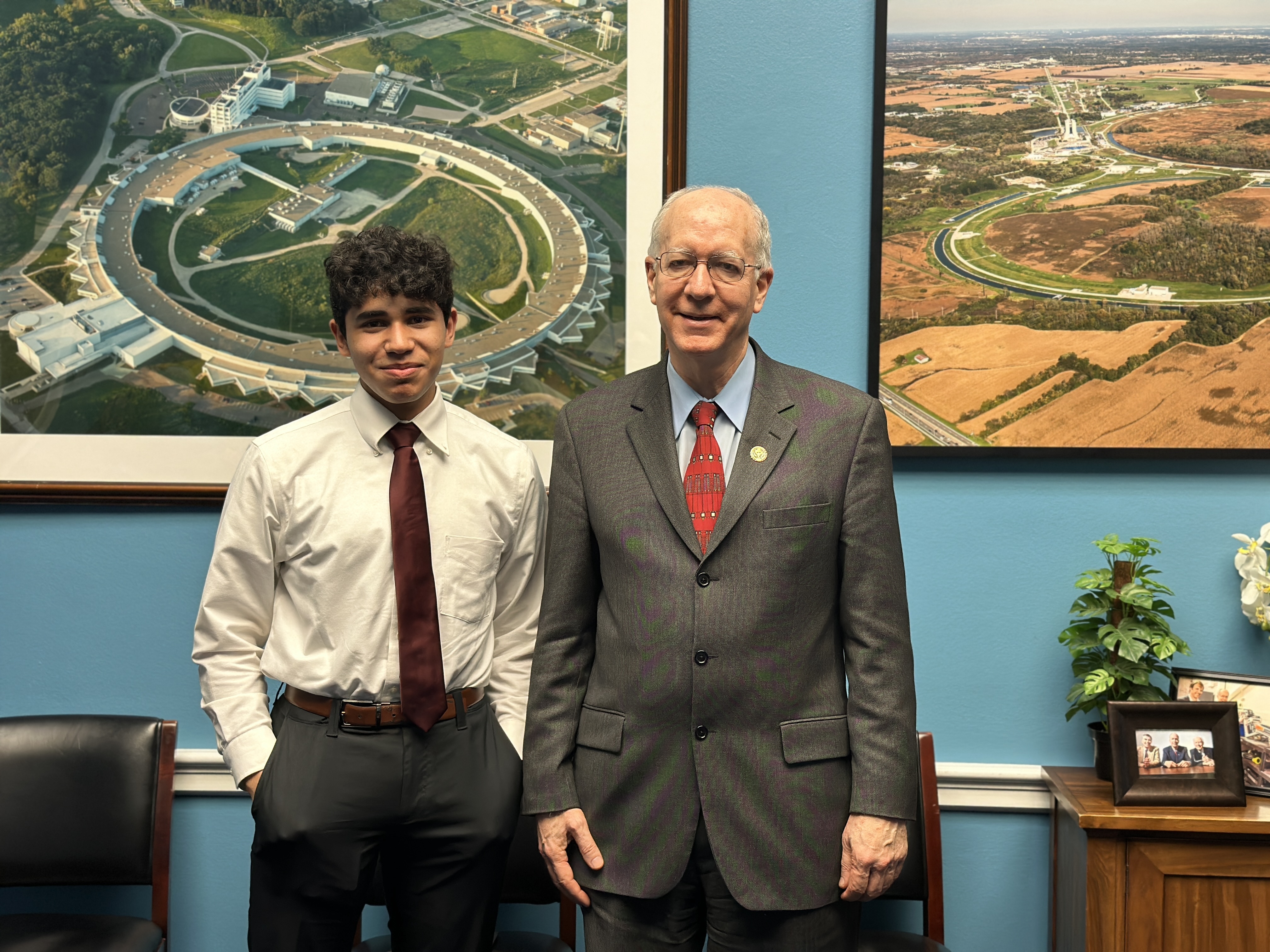 Yazan And U S  Representative Bill Foster Standing In An Office