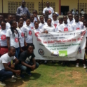 A group of YES alumni and students holding up a banner that reads "YES alumni Liberia celebrate GYSD 2017"
