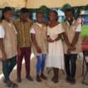 Six blood drive volunteers pose for a photo