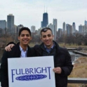 Holding The Fulbright Sign In Chicago With An Algerian Fulbright Scholar