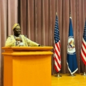 Mohammed at the podium at the US Department of State