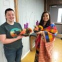 Riya With A Classmate After A Cultural Presentation