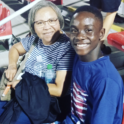 Ryan with his host mom at the San Antonio FC game.