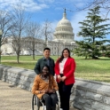 Three 2023 Civic Education Alumni Mentors Pose In Front Of The Capitol Building