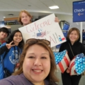 YES student, Sarah taking a selfie with host family.