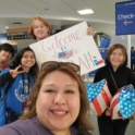 YES student, Sarah taking a selfie with host family.